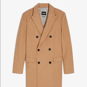 Kaki Double Breasted water resistant wool blend trench coat.